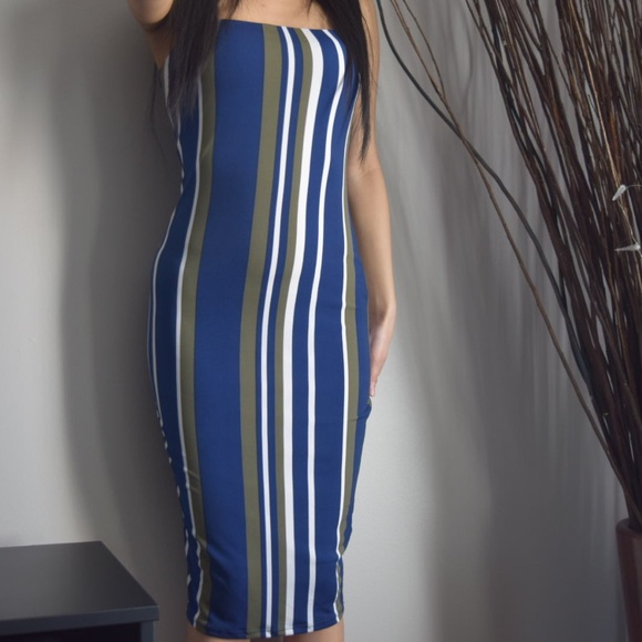 Striped Bodycon Long Dress - Picture 1 of 3